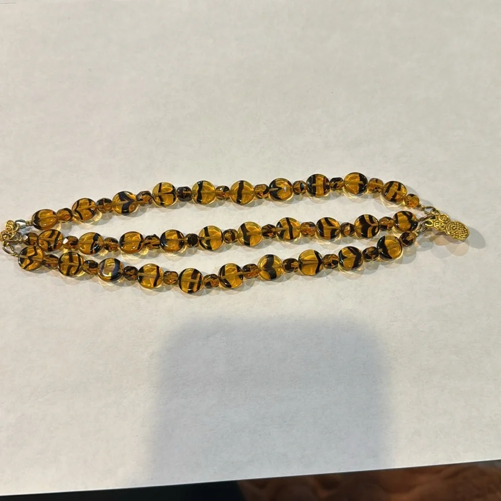 TRIPLE STRAND TIGERS EYE GLASS BEADS‎ BRACELET